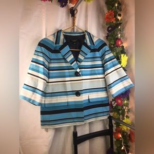 Talbots | Women’s Blue/Black Striped Pea Coat Jacket